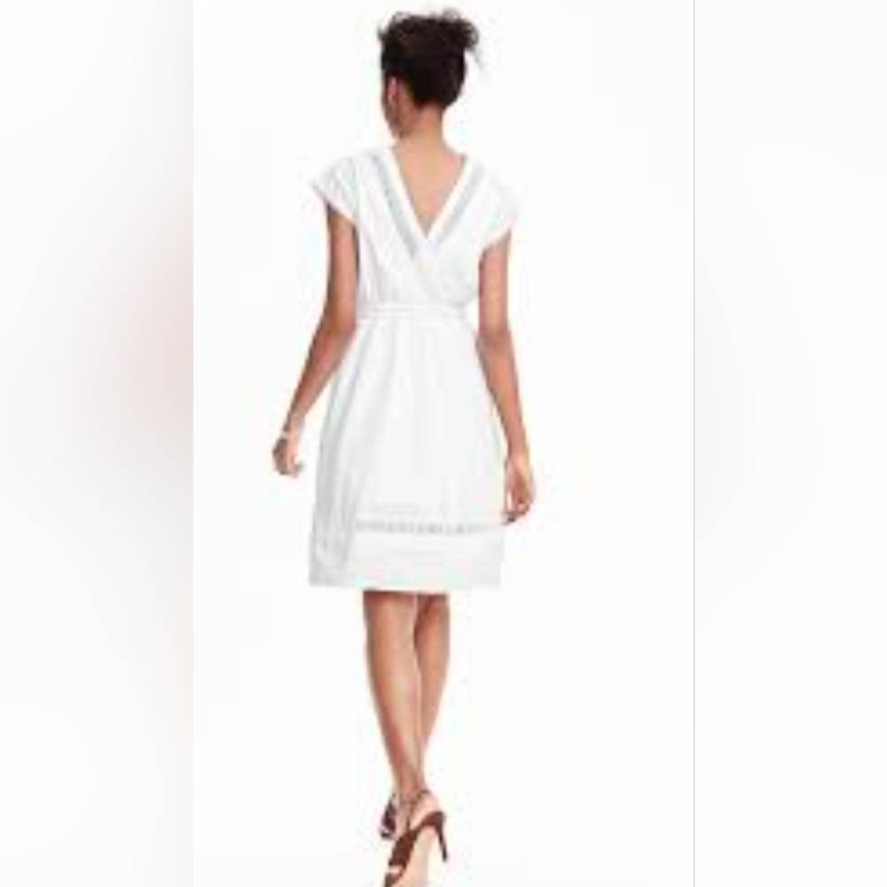 Banana Republic White Flutter Sleeve V-Neck Sundress